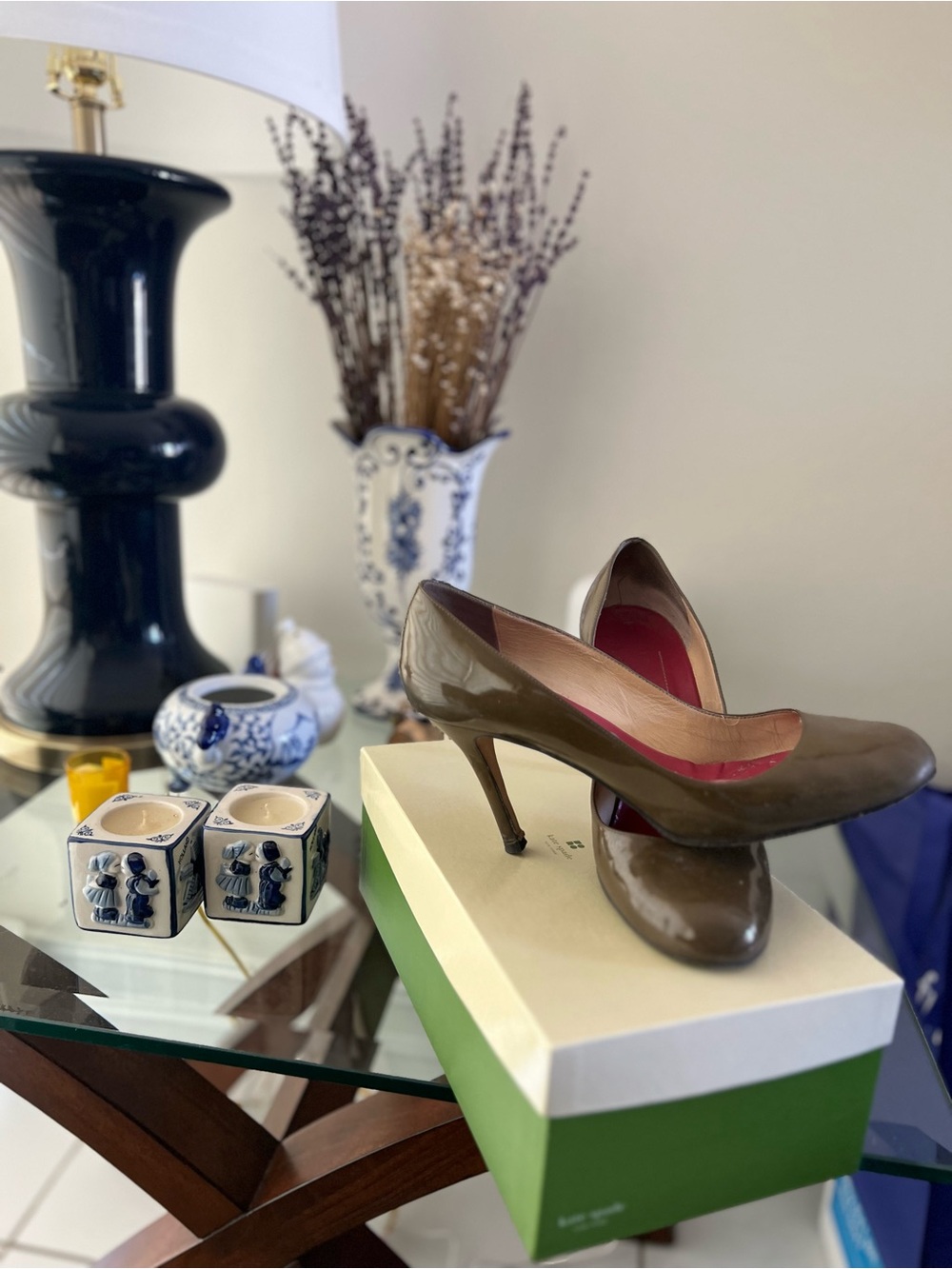 kate spade Brown Patent Leather Pumps with Pink Lining